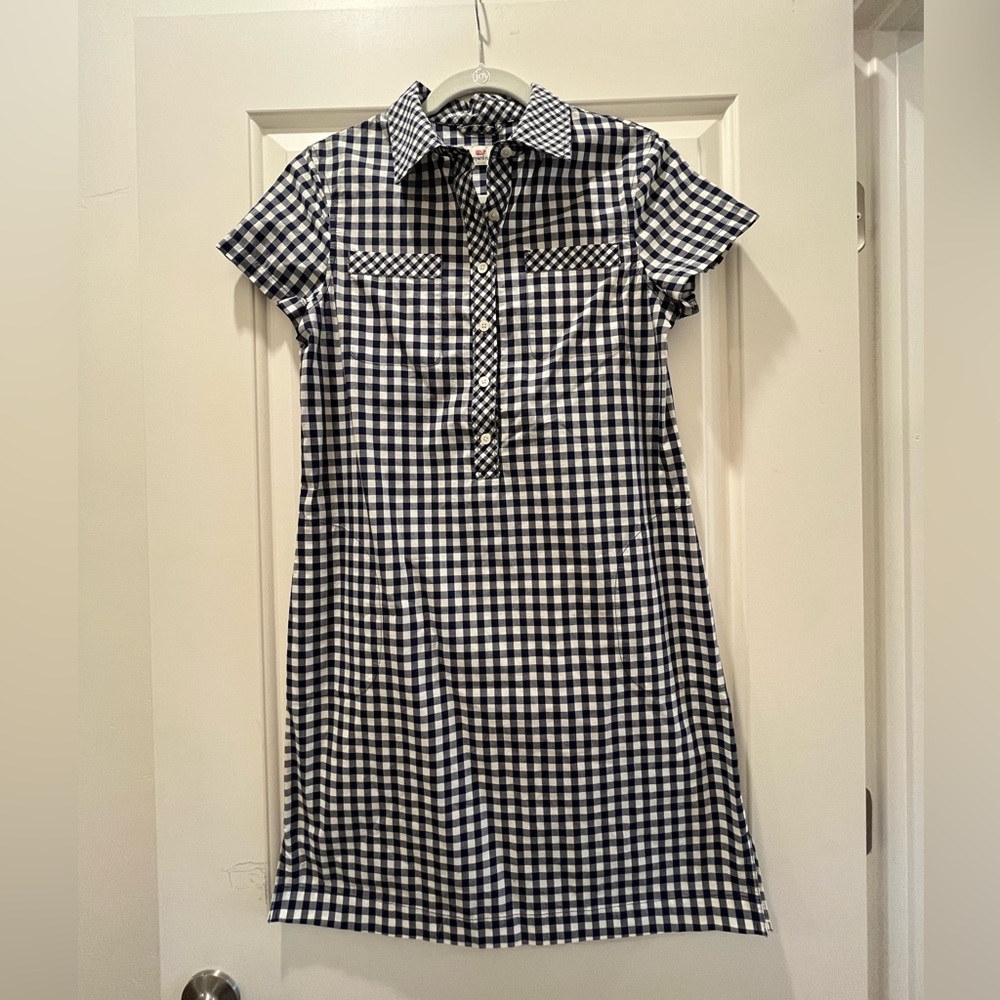 Vineyard Vines Navy Gingham Shirt Dress Size 2